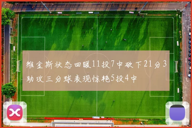 维金斯状态回暖11投7中砍下21分3助攻三分球表现惊艳5投4中